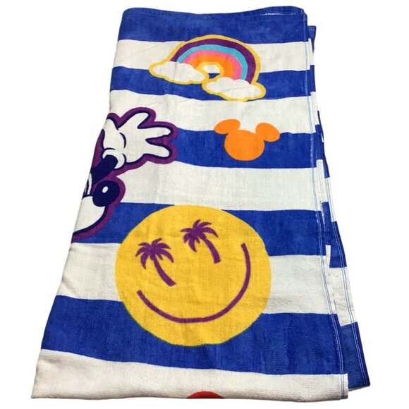 Disney Mickey Mouse & Friends Minnie Striped 100% Cotton Beach Towel 28" x 58" - Picture 6 of 8